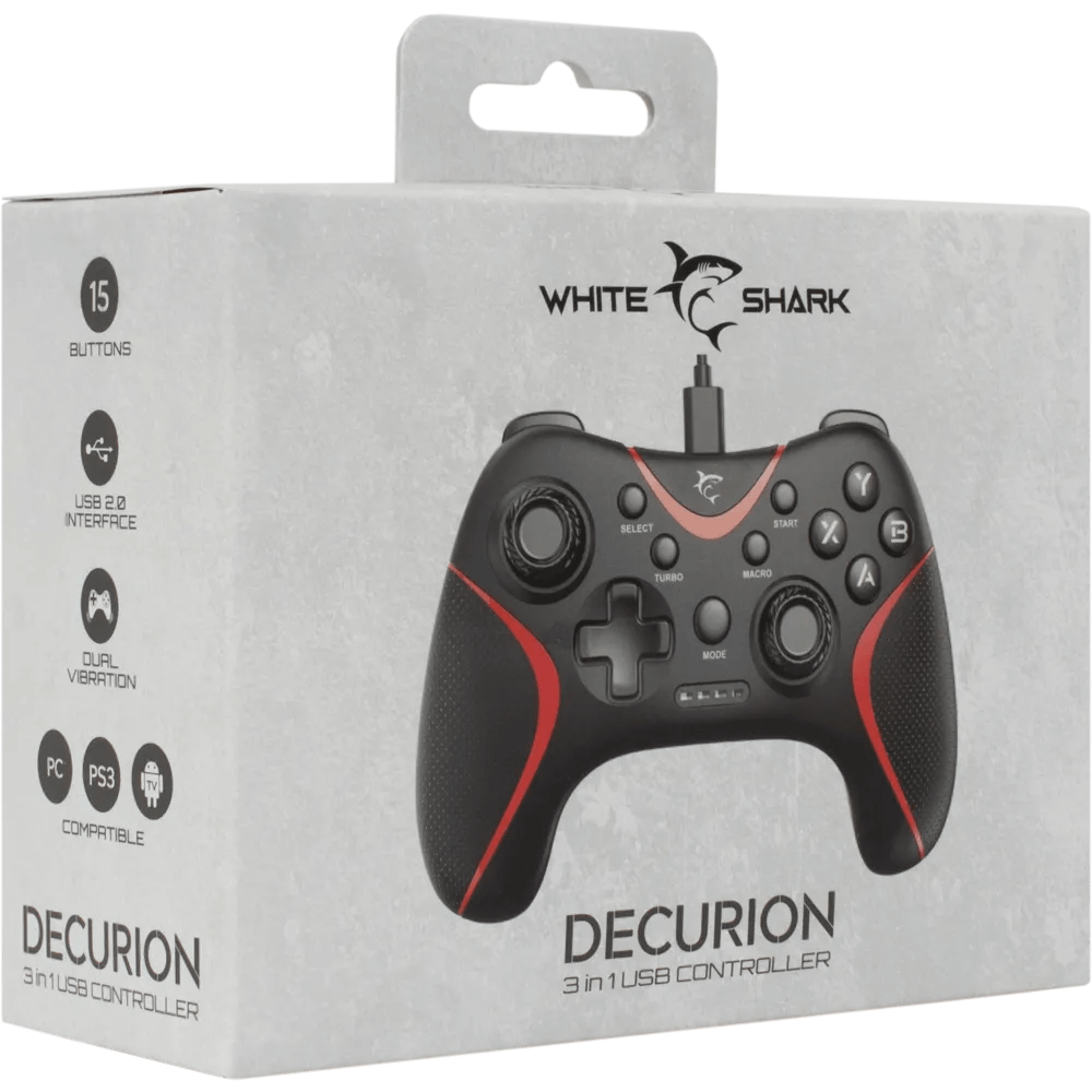GP-2038 Decurion Gamepad 3-in-1 - 2M Kabel - Zwart/Rood