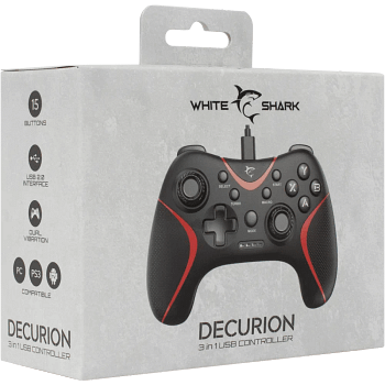 GP-2038 Decurion Gamepad 3-in-1 - 2M Kabel - Zwart/Rood